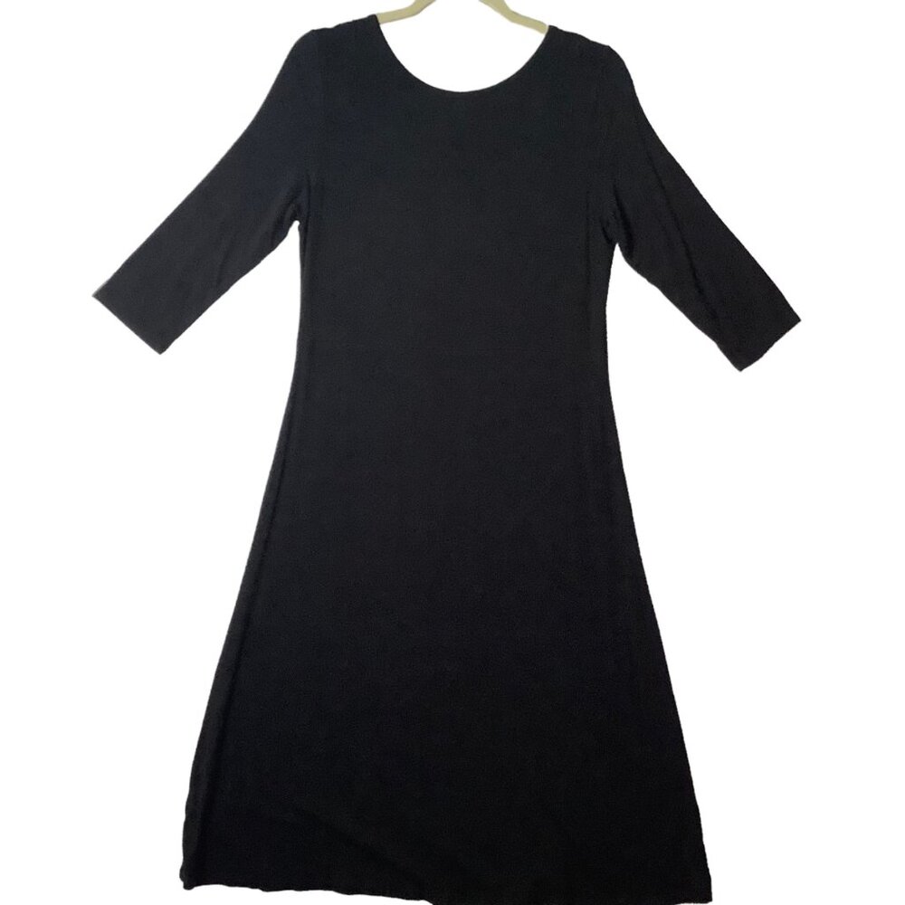 Hanna Andersson Rose Floral Neckline Knit Detail Midi Dress Women Black‎ Medium - Picture 4 of 7